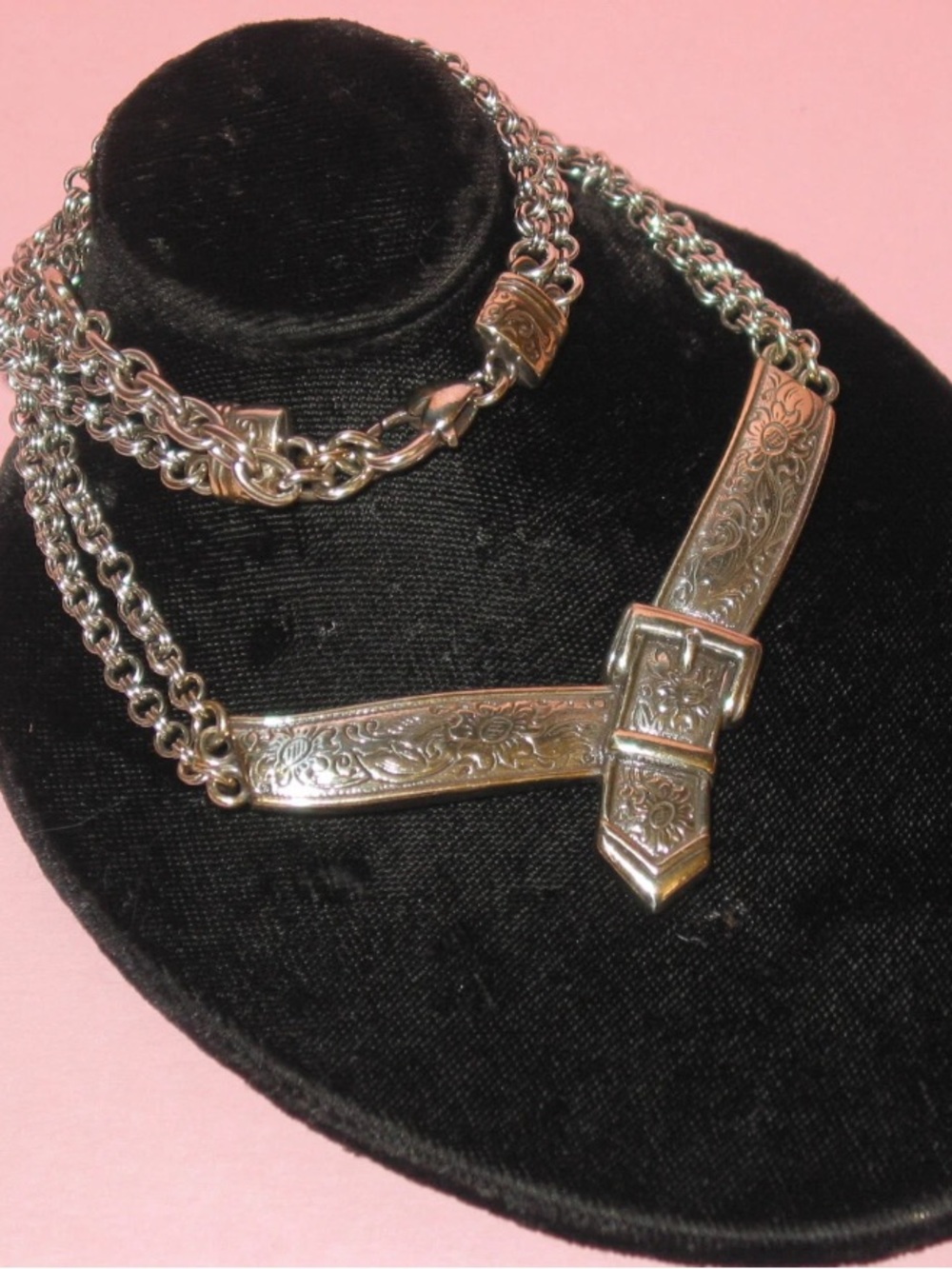 Brighton Town & Country silver-tone belt and buckle necklace